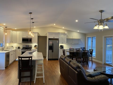 Newly renovated kitchen, dinning room, living room