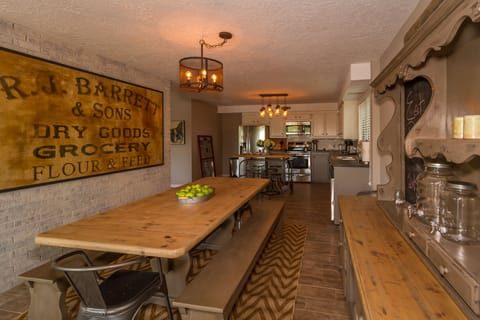 Kitchen, dining area, downstairs