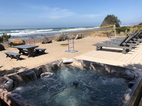 Ocean Front hot tub and deck. 