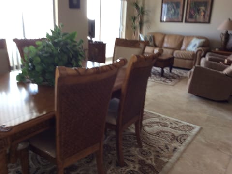 Living/Dining room overlooking ocean