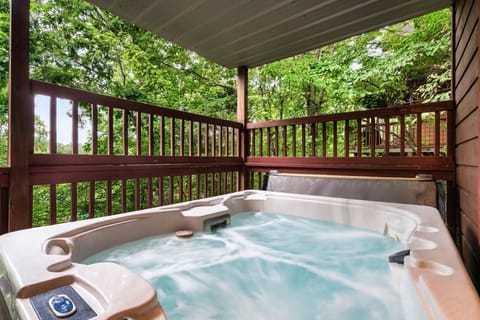 Relaxing Hot Tub for four after a long day of hiking or shopping.
