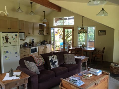 The living and kitchen area