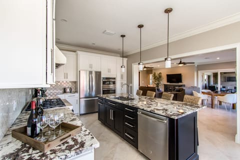 Kitchen view into Living area