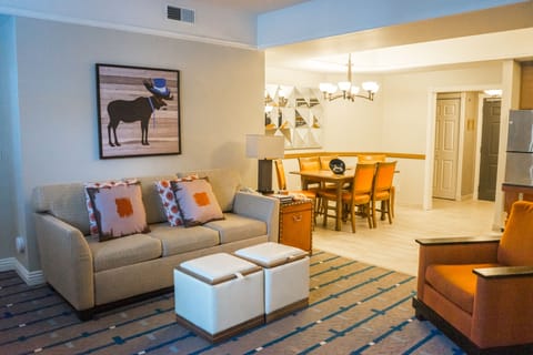 living room with view of dining area