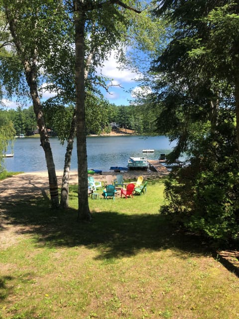 Private boat launch on property and boat dock along with swim up raft