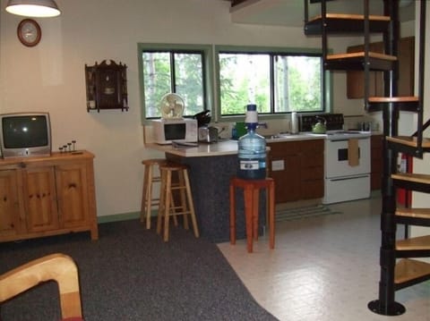 View into the kitchen from the living area.