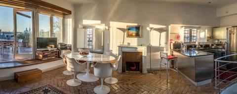 Living room and kitchen