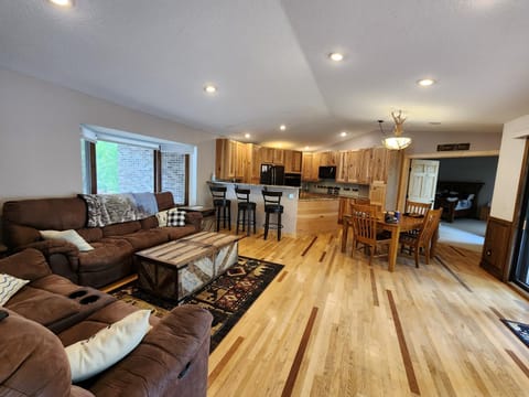 Newly installed double pine doors on master bedroom!