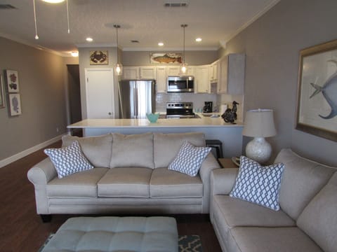 Living room and kitchen.