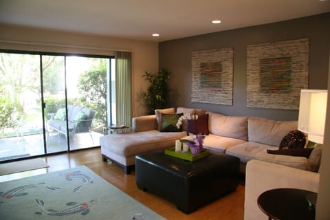 Living room and patio from front door