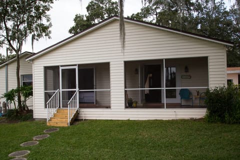 The Cottage- Back View. To the right is the living/dining area. Left-Bedroom