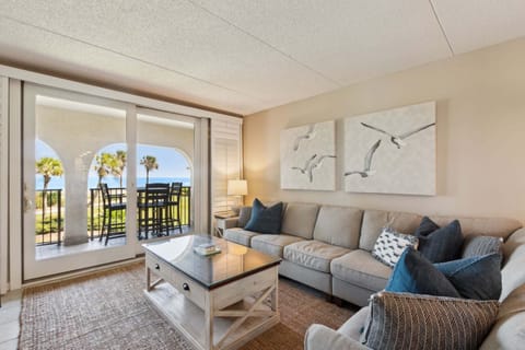 Living Area Featuring Spectacular Views of Amelia Islands Sandy Shoreline-Flat Screen TV and Sleeper Sofa