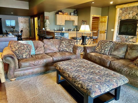 Exposed lower level family room