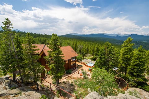 Summer Overview of Lodge, Garden and Hot Tub- VIEWS!
