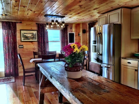 Antique island in the custom kitchen