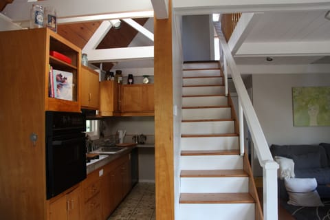 View from front door looking into galley kitchen