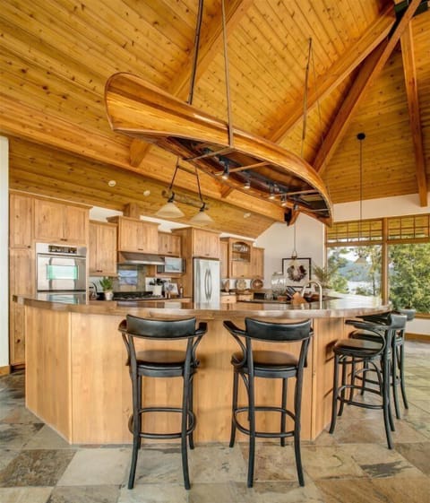 Huge kitchen with commercial appliances.