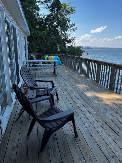 Large deck with picnic table and ADK chairs