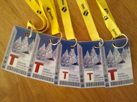 Five ski passes transferable between members in your party. 
