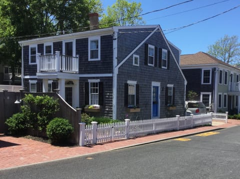 Commercial street view with new picket fence