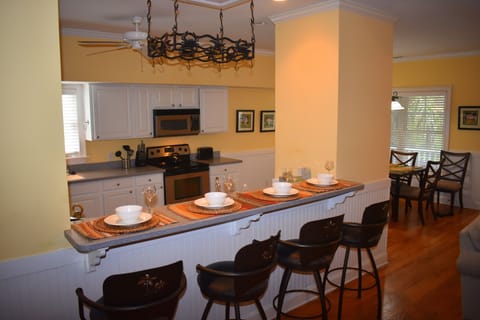Breakfast bar area of open floor plan