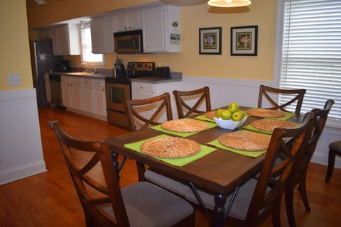 dining table, view of kitchen