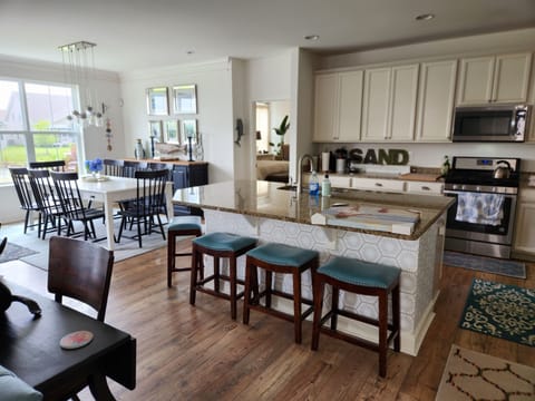 View from living room toward kitchen and dining