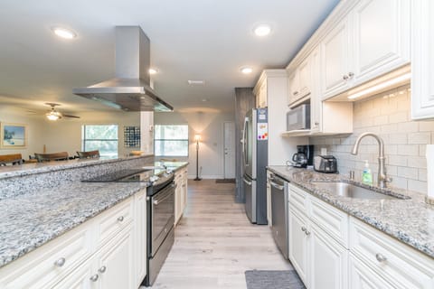 Well supplied kitchen.