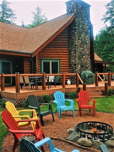 firepit and massive deck overlook the lake