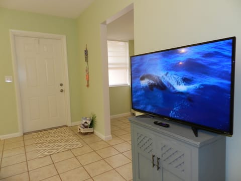 42 in HDTV in "Seafoam" green apartment living room
