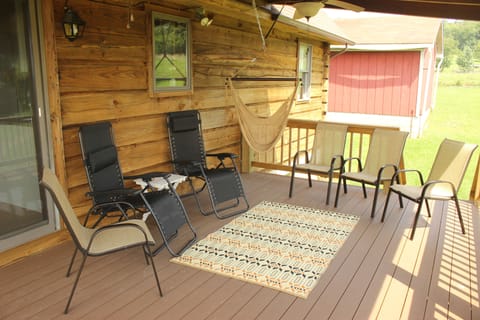 Private back deck with ceiling fans