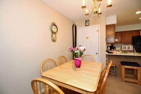 The dining table comfortably seats up to 6 people