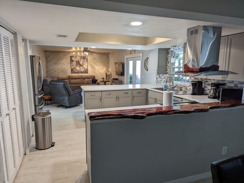 Spacious kitchen adjacent to family room