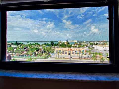 Guest bedroom views across beach community to intracoastal waterway