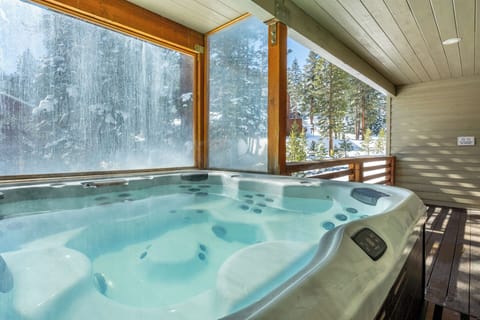 Nothing beats a soak after a day on the mountain—especially with snow falling.
