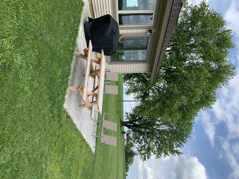 Gas grill and patio area.