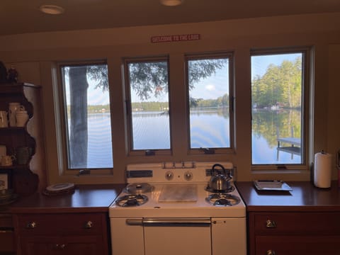 View of the lake from the kitchen.