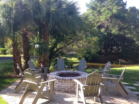 The new fire pit area next to the grills and pool are great for gatherings