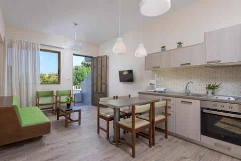 Living room with open plan kitchen