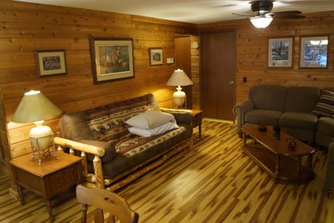 Queen Size futon in the living room.