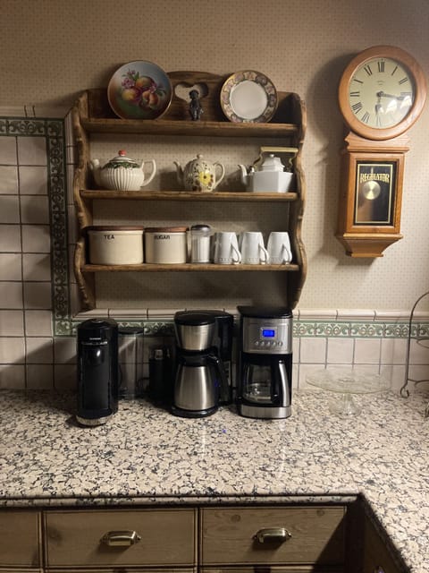 Coffee bar  nespresso machine  and cuisinart drip coffee makers