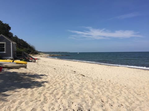 Private beach at high tide