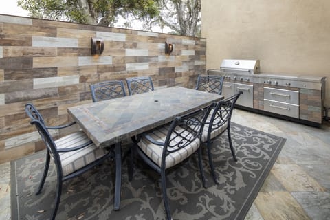 Ourdoor patio with bbq recently remodeled.  Off the downstairs family room