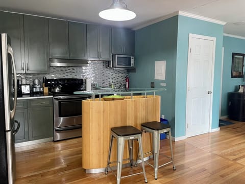 Kitchen and owners closet