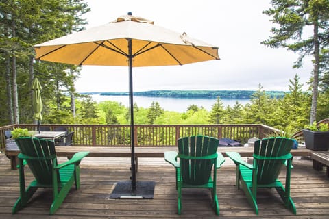 View from deck over Muscongus Bay with fire pit and over 1000 sq feet