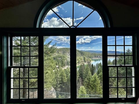 This palladian style window shows off the majestic views this lodge has to offer