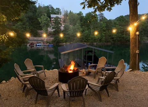 Fire pit just above dock steps