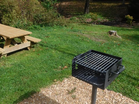 Picnic area by creek.