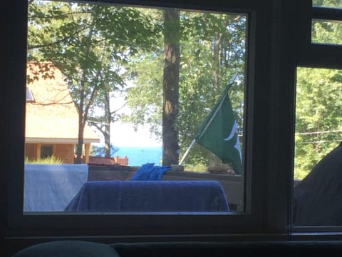 Partial view from living room to check out lake conditions