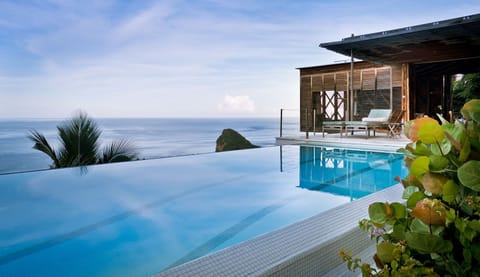 The 48ft ozone infinity pool and sun terrace at Cosmos St Lucia